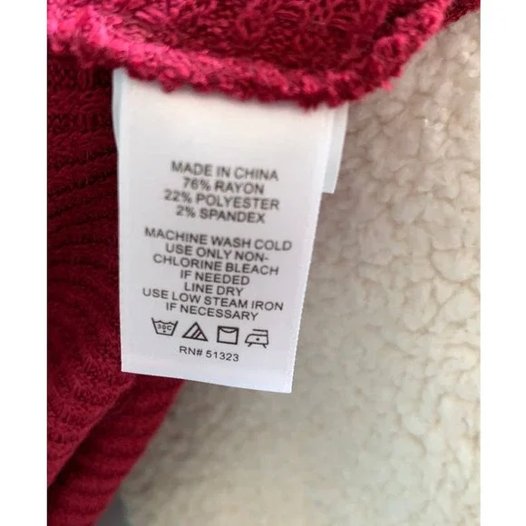 NWOT 1.State Maroon waffle knit v-neck low cut blouse drape style long sleeve XL - Picture 5 of 5